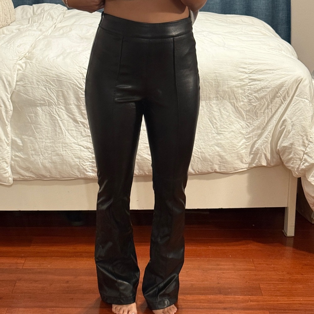 Princess Polly Black Faux Leather Bootcut Pants
